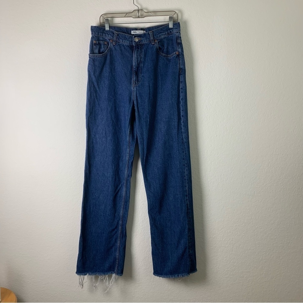 Zara womens blue the 90s full length raw hem jeans 10